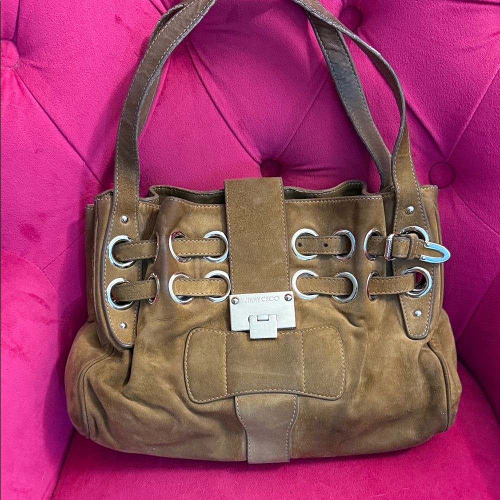 Jimmy Choo Ramona Brown Suede Shoulder Bag